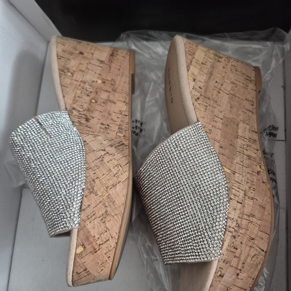 Torrid Beige Rhinestone Cork Wedges - Picture 3 of 5